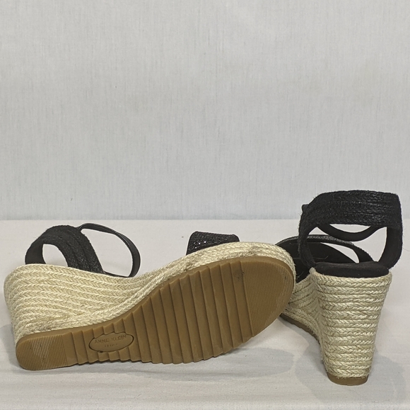 NEW Anne Klein Womens Wylie Wedge Sandal Buckle Strap Sz 6.5 black - Picture 3 of 5